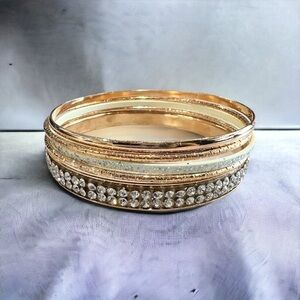 Girls Golden and Glitter Bangle Bracelet Stack
